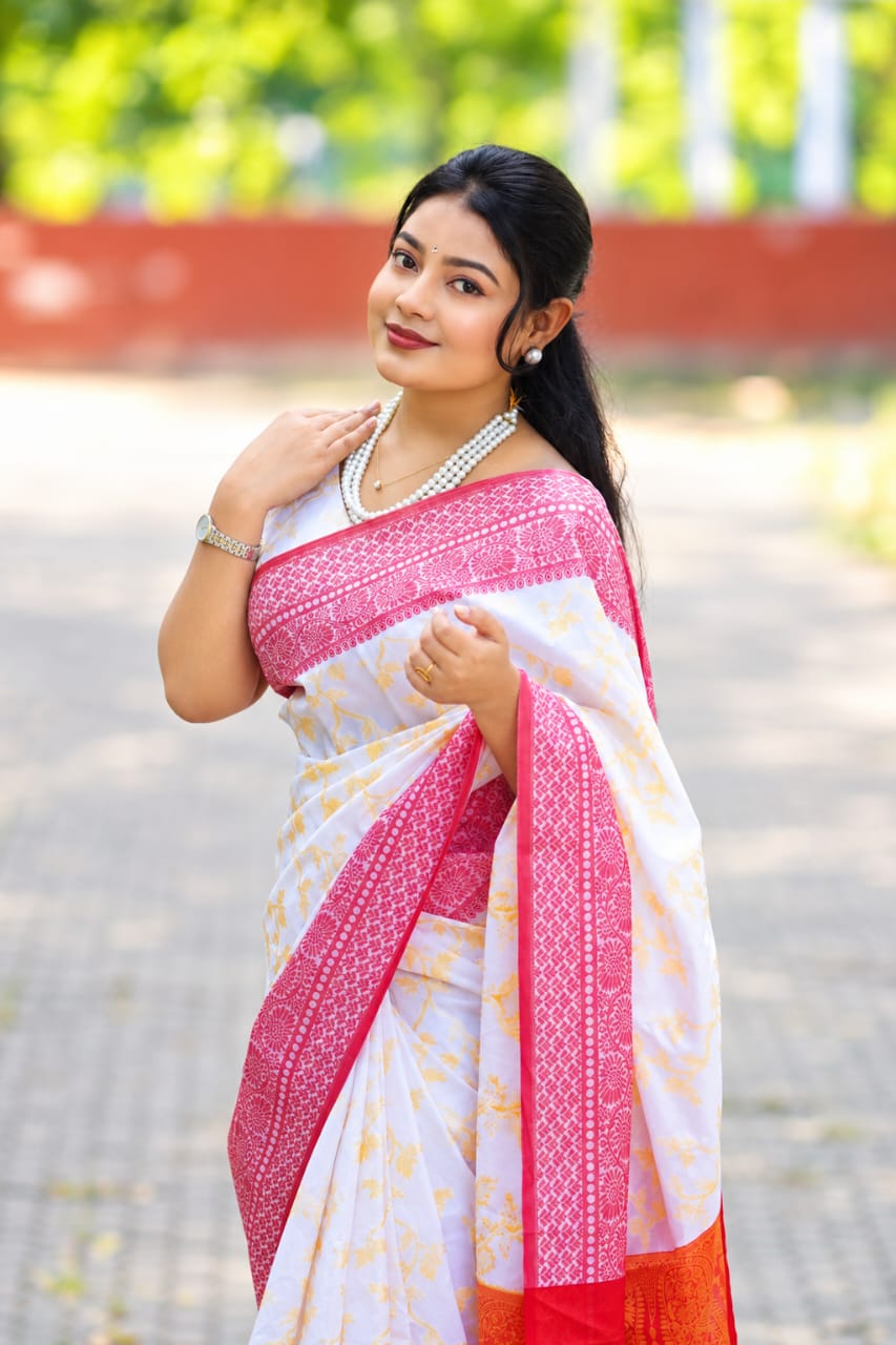 Kashmeri Katan Saree With Blause Pieace