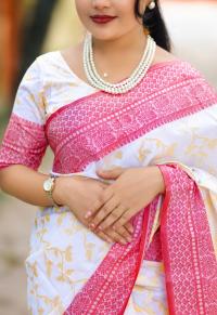 Kashmeri Katan Saree With Blause Pieace