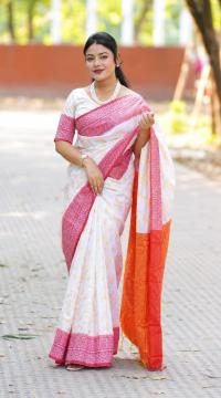 Kashmeri Katan Saree With Blause Pieace
