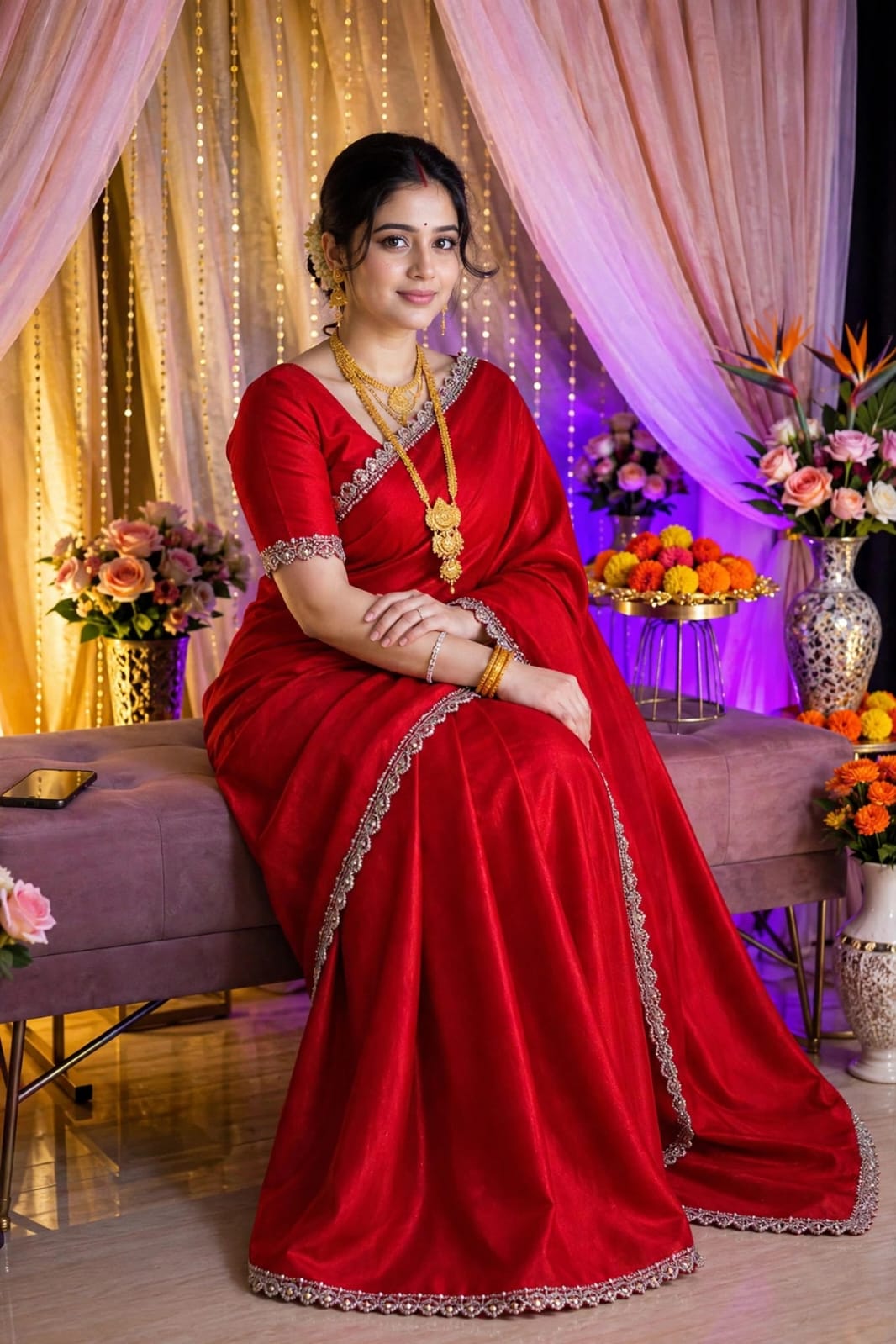 Indian Tuba Lama Silk saree