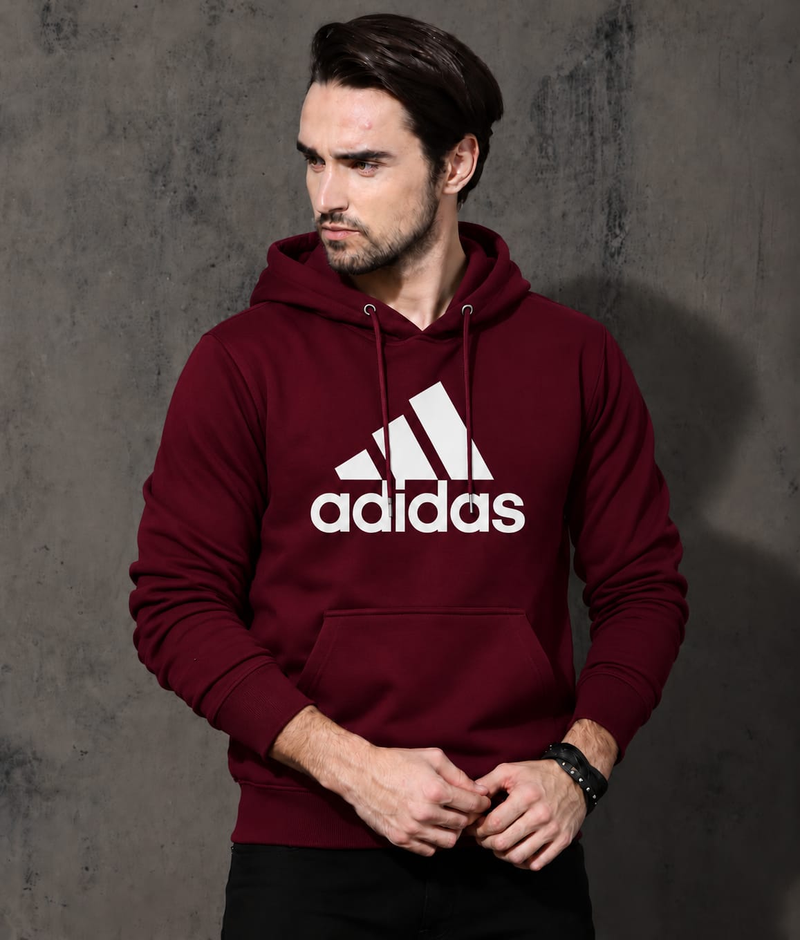 Stylish Solid Printed Cotton Hoodie