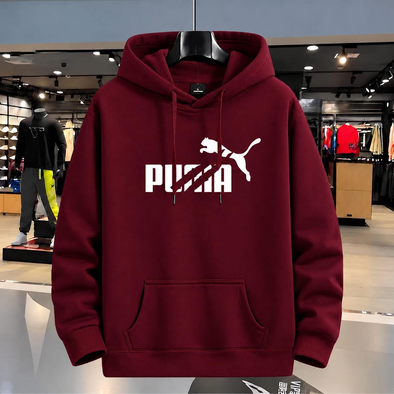 Stylish Solid Printed Cotton Hoodie