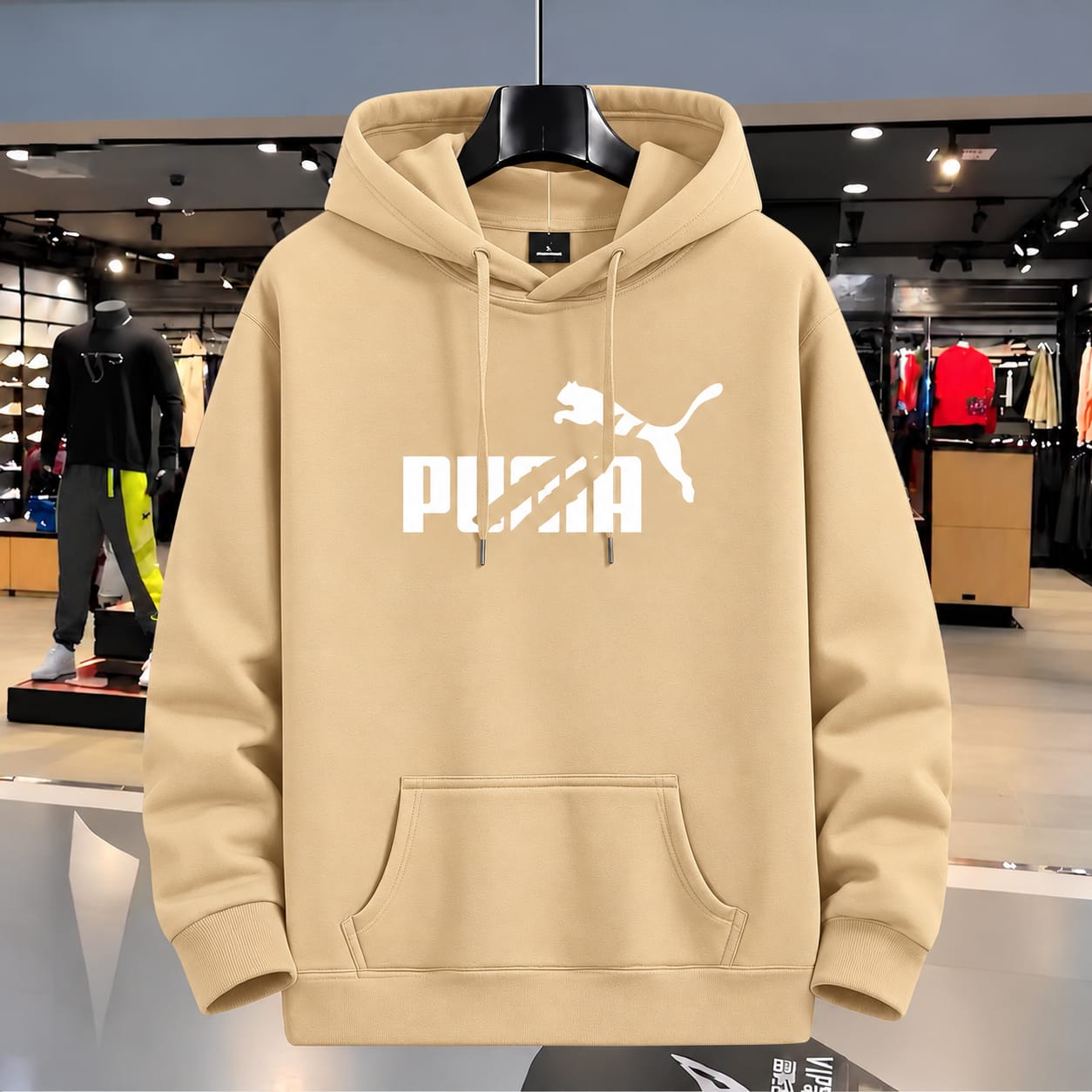 Stylish Solid Printed Cotton Hoodie