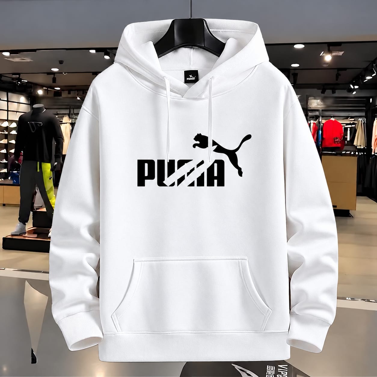 Stylish Solid Printed Cotton Hoodie
