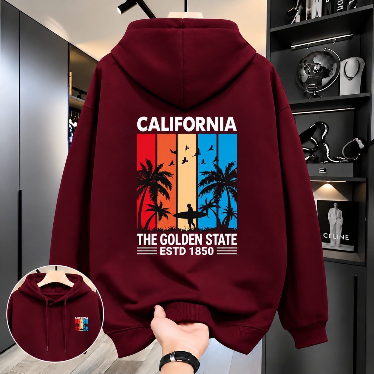 Stylish Solid Printed Cotton Hoodie