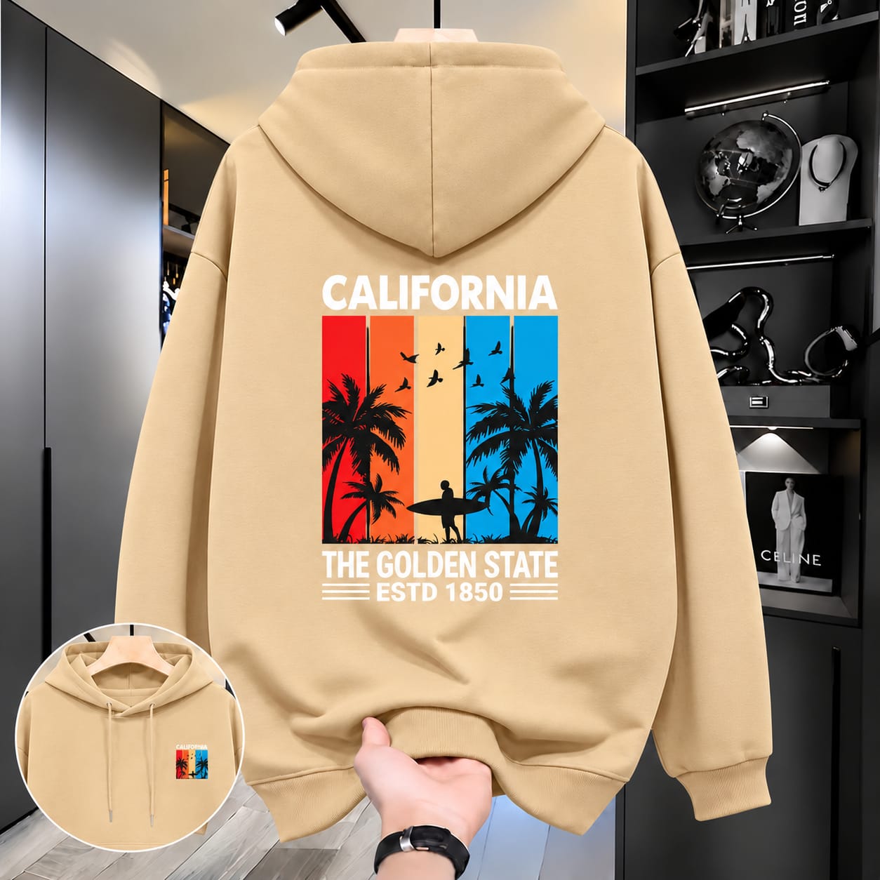 Stylish Solid Printed Cotton Hoodie