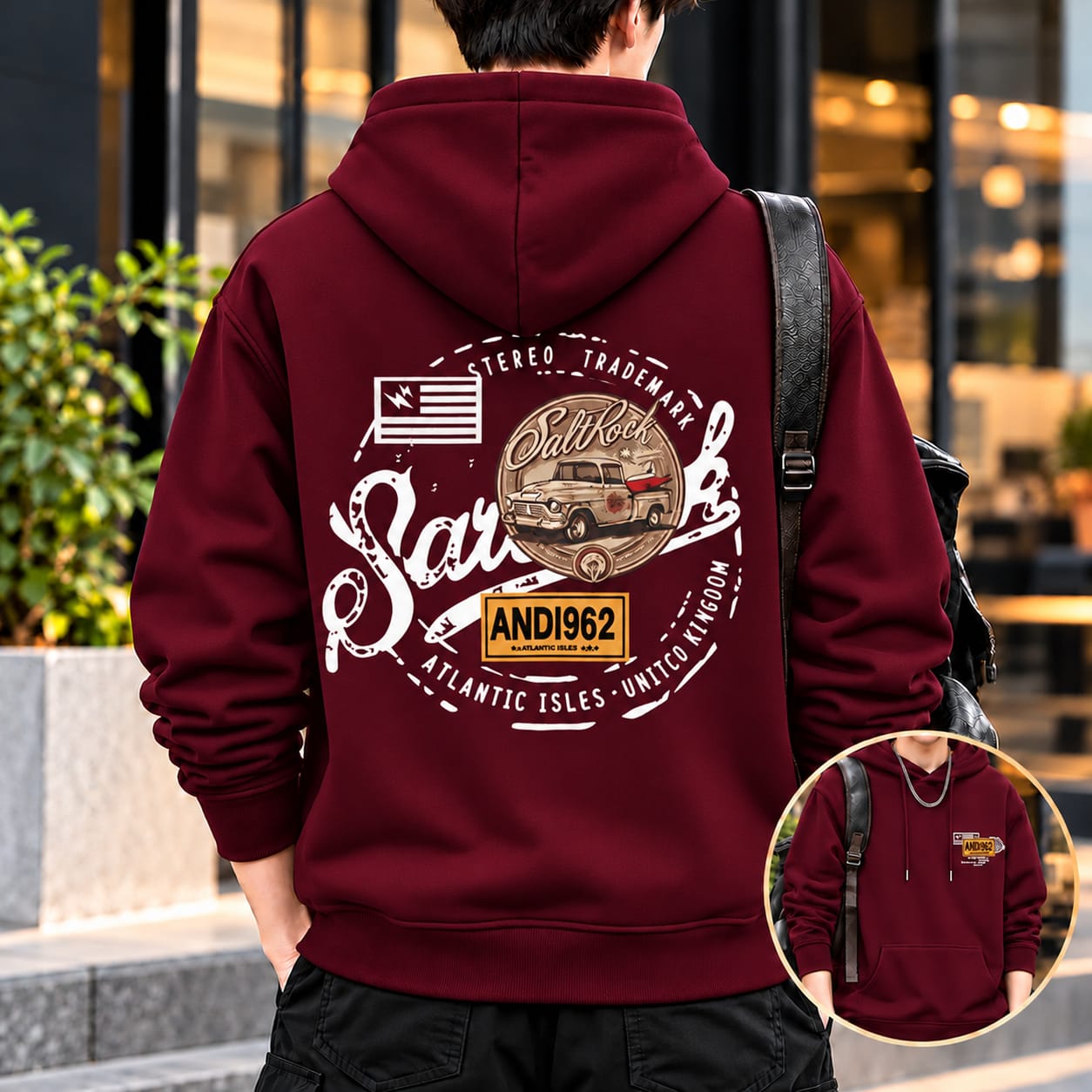 Stylish Solid Printed Cotton Hoodie