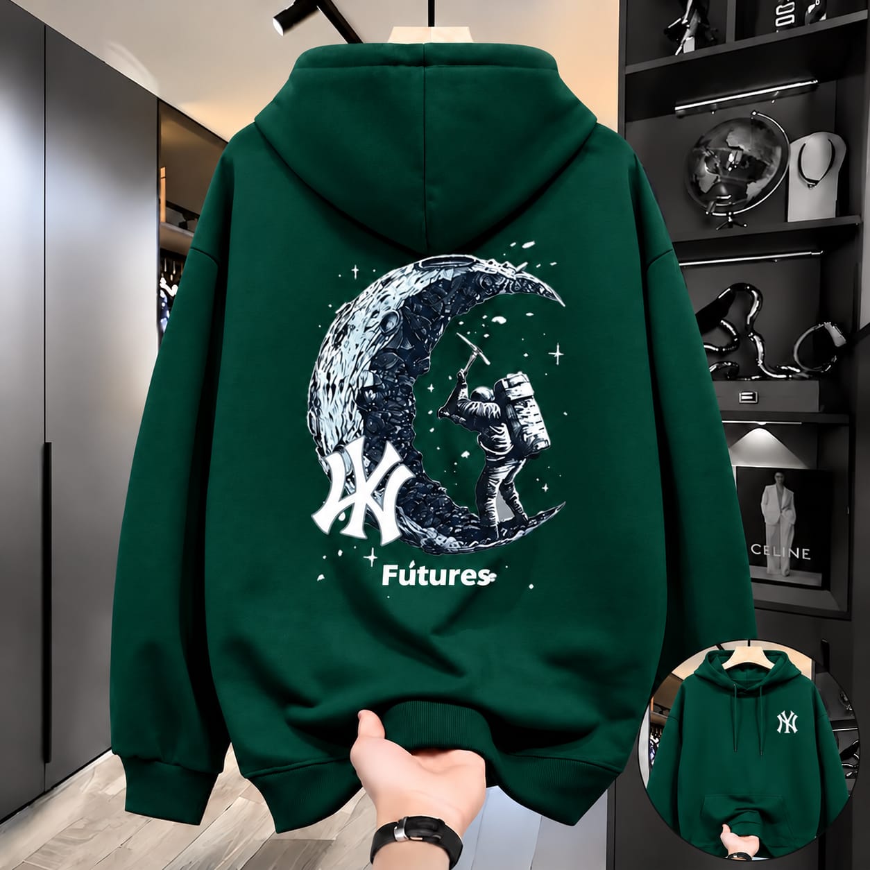 Stylish Solid Printed Cotton Hoodie