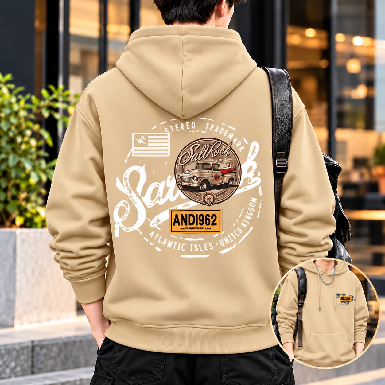 Stylish Solid Printed Cotton Hoodie