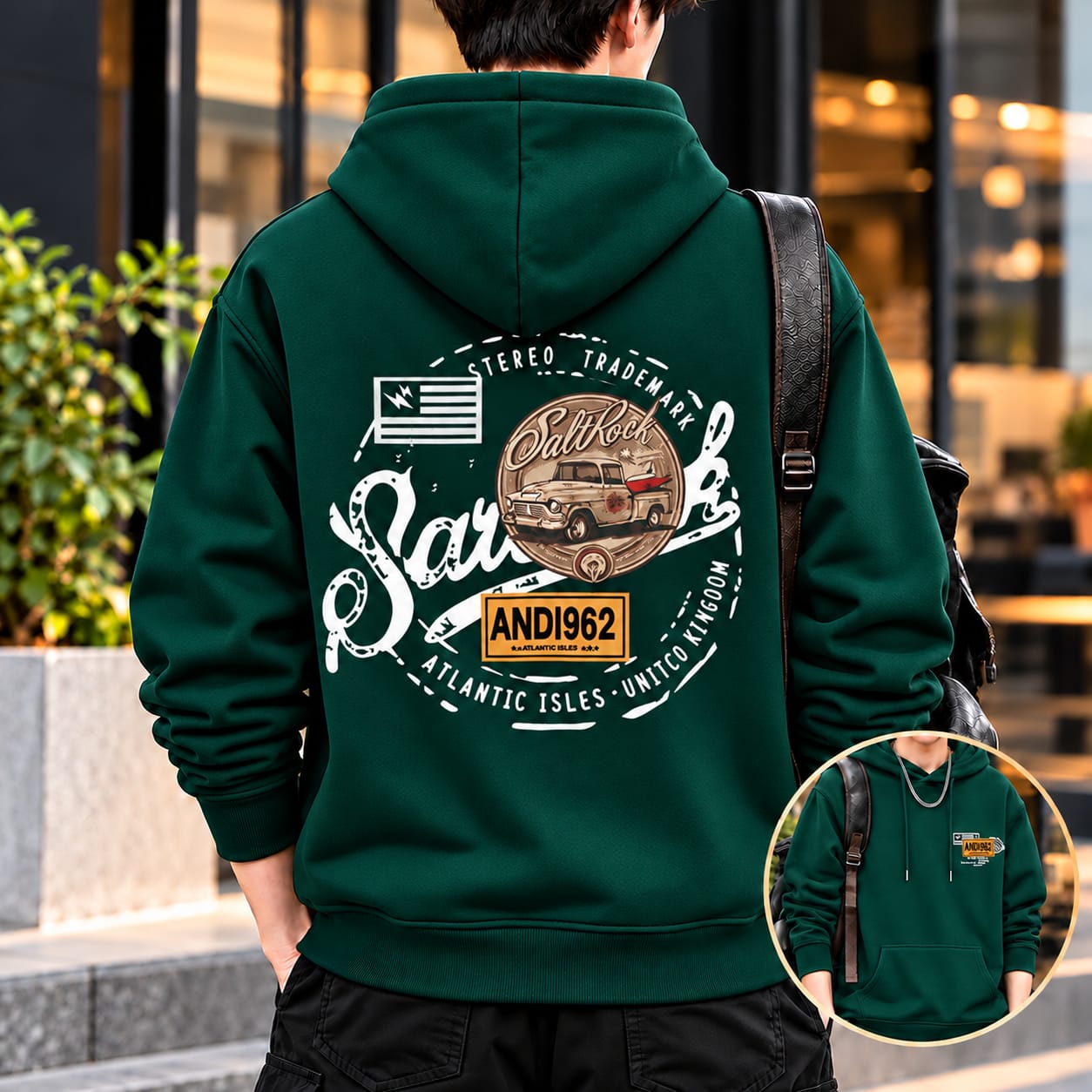Stylish Solid Printed Cotton Hoodie