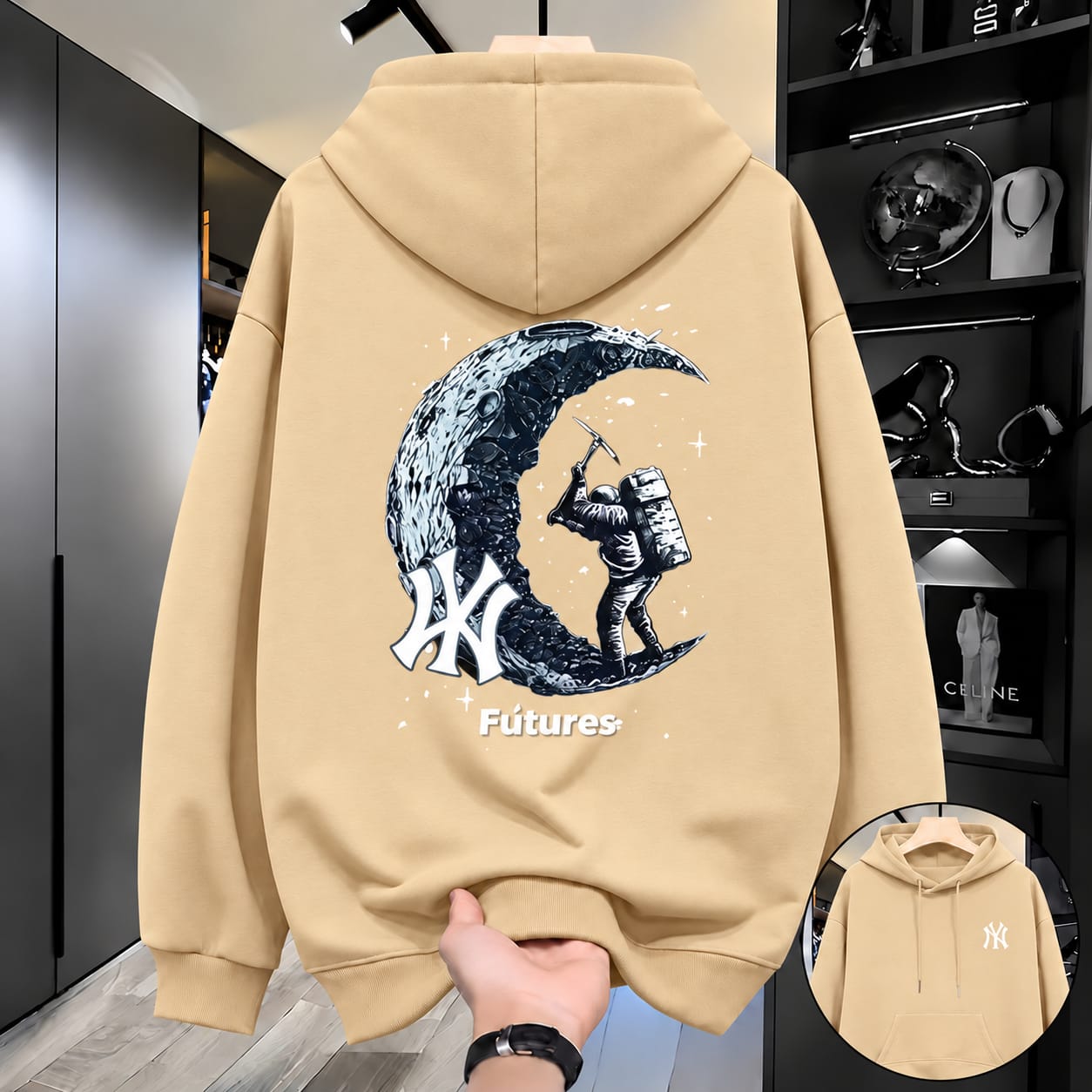Stylish Solid Printed Cotton Hoodie