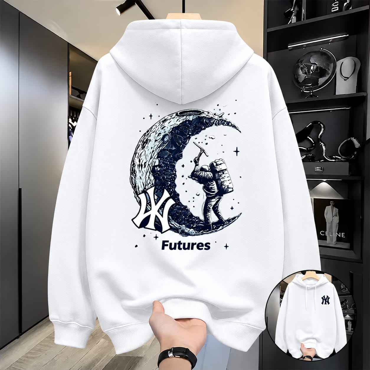 Stylish Solid Printed Cotton Hoodie