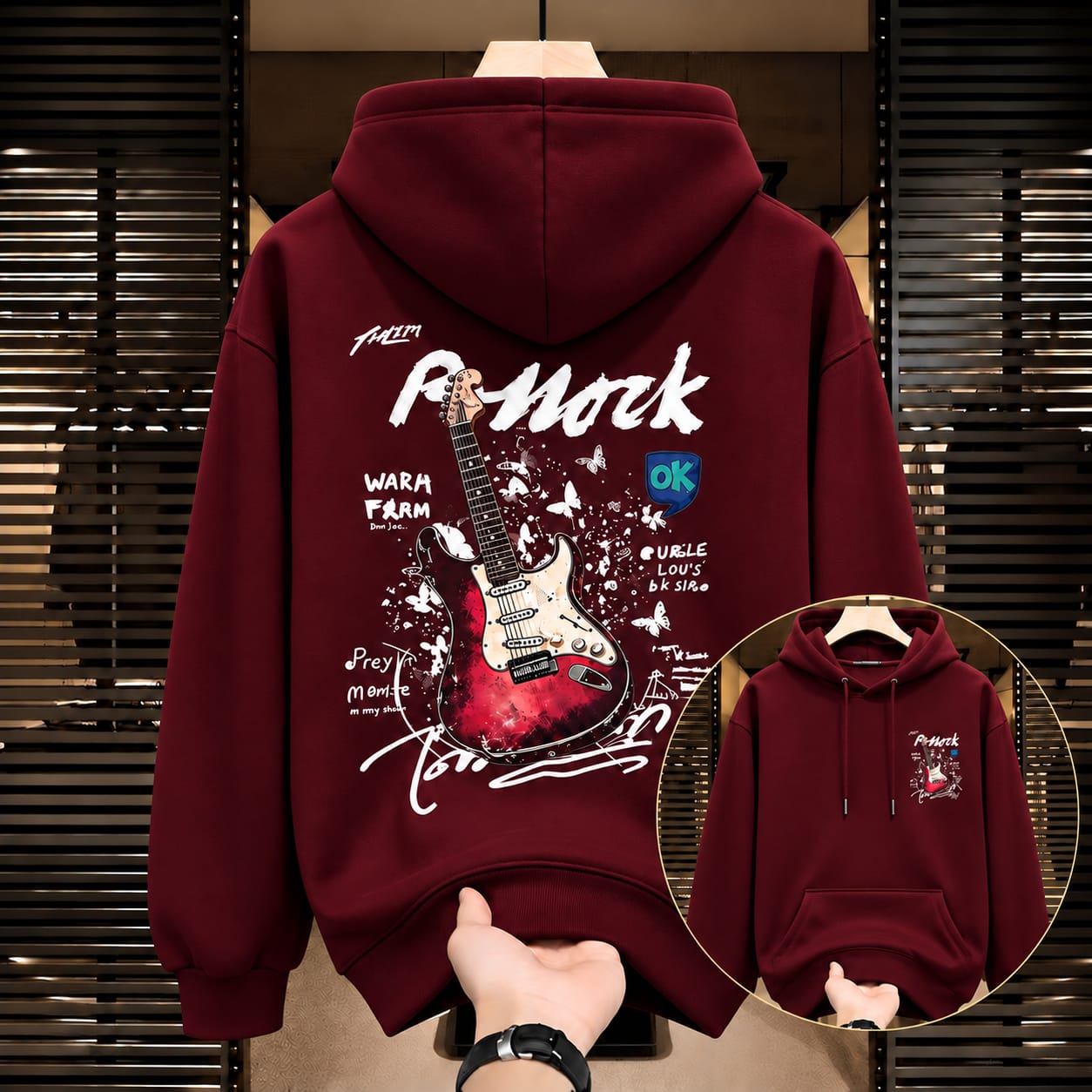 Stylish Solid Printed Cotton Hoodie