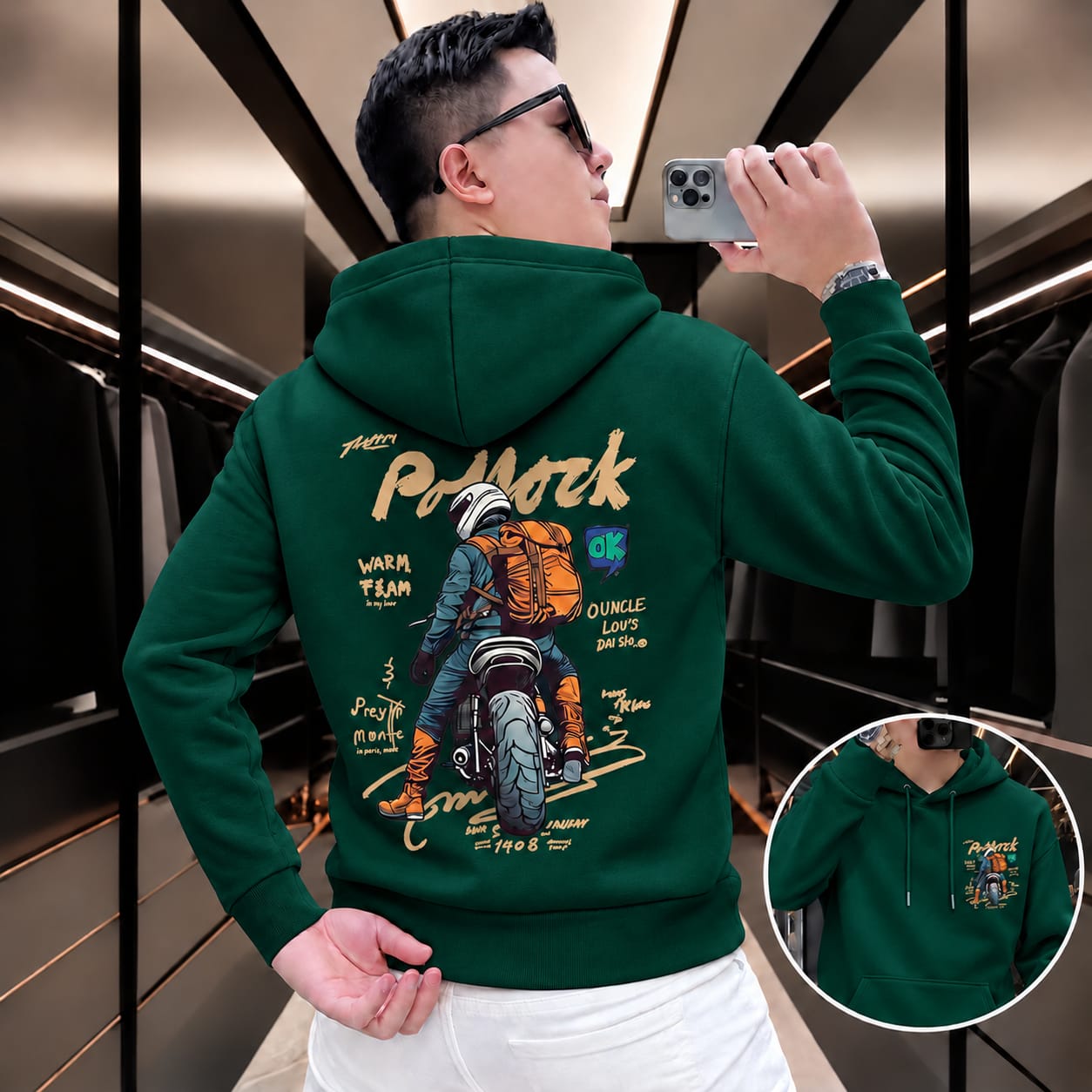 Stylish Solid Printed Cotton Hoodie