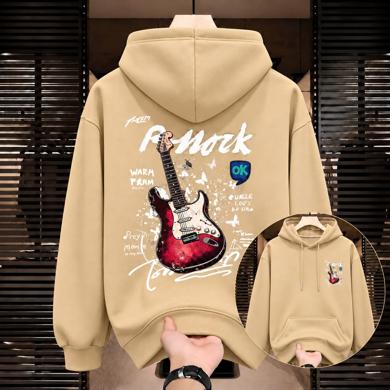 Stylish Solid Printed Cotton Hoodie