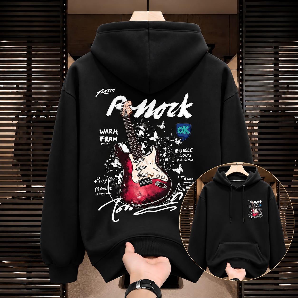 Stylish Solid Printed Cotton Hoodie