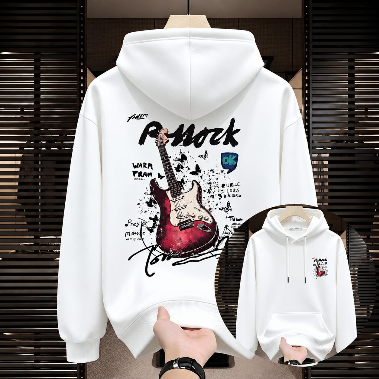 Stylish Solid Printed Cotton Hoodie