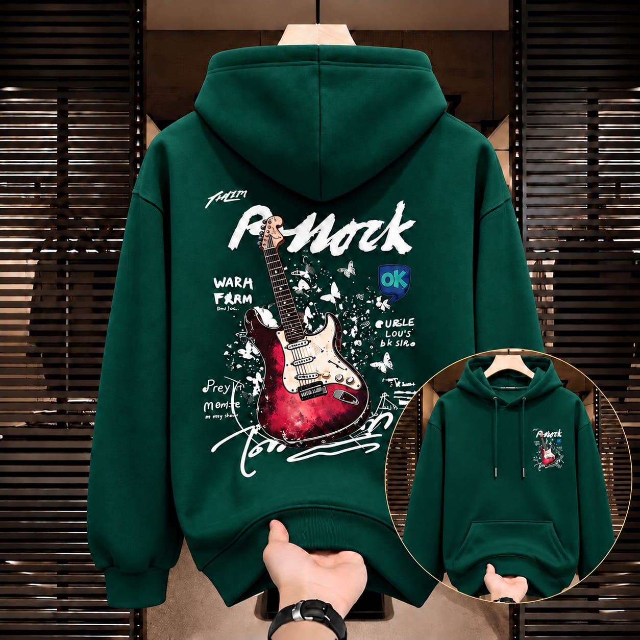 Stylish Solid Printed Cotton Hoodie
