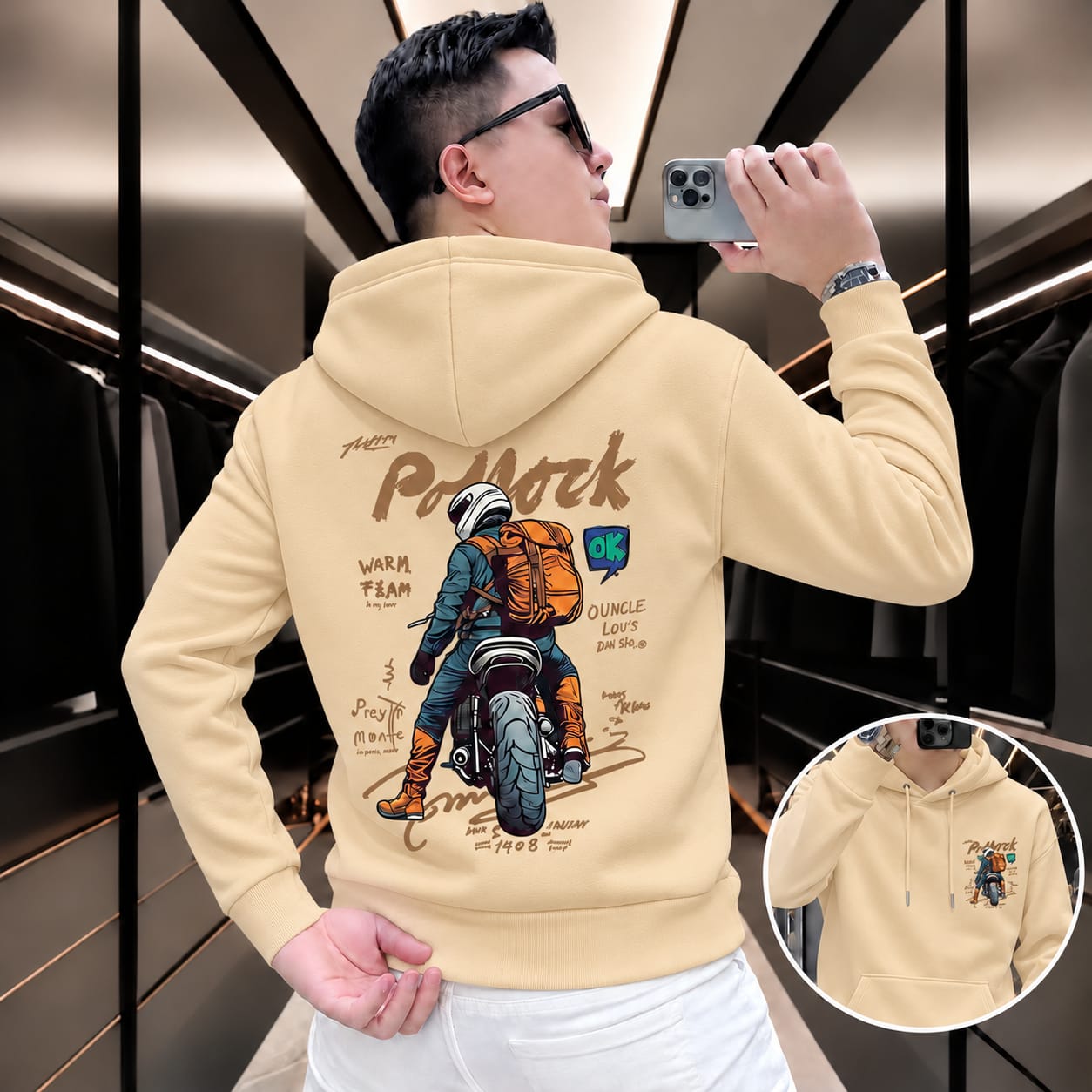 Stylish Solid Printed Cotton Hoodie