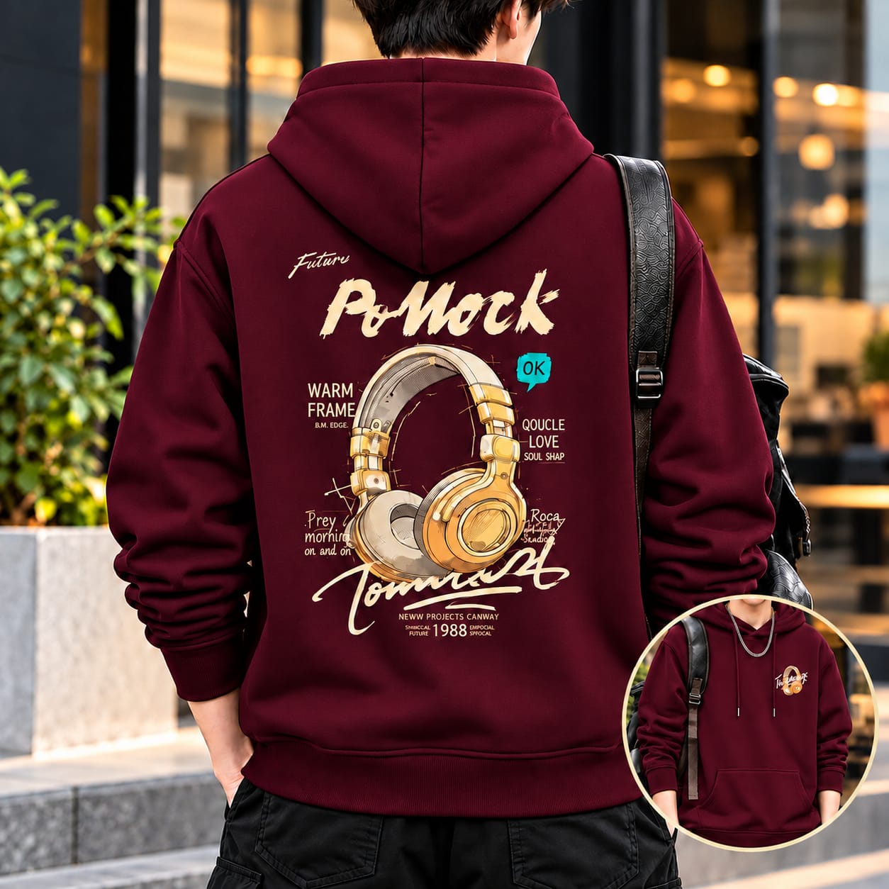 Stylish Solid Printed Cotton Hoodie