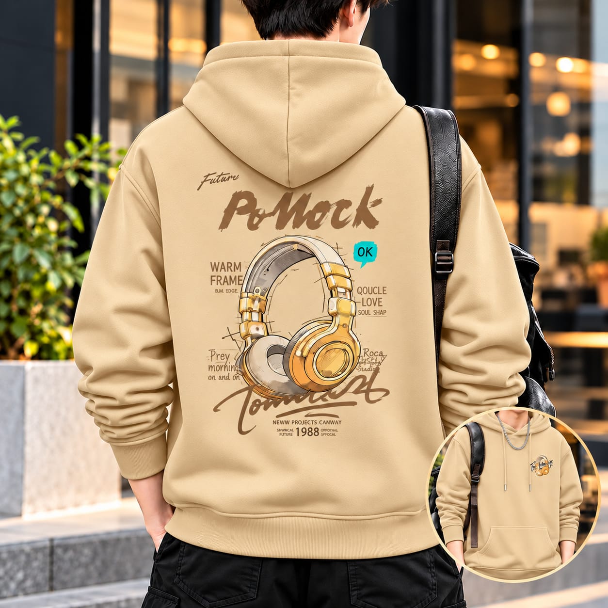 Stylish Solid Printed Cotton Hoodie