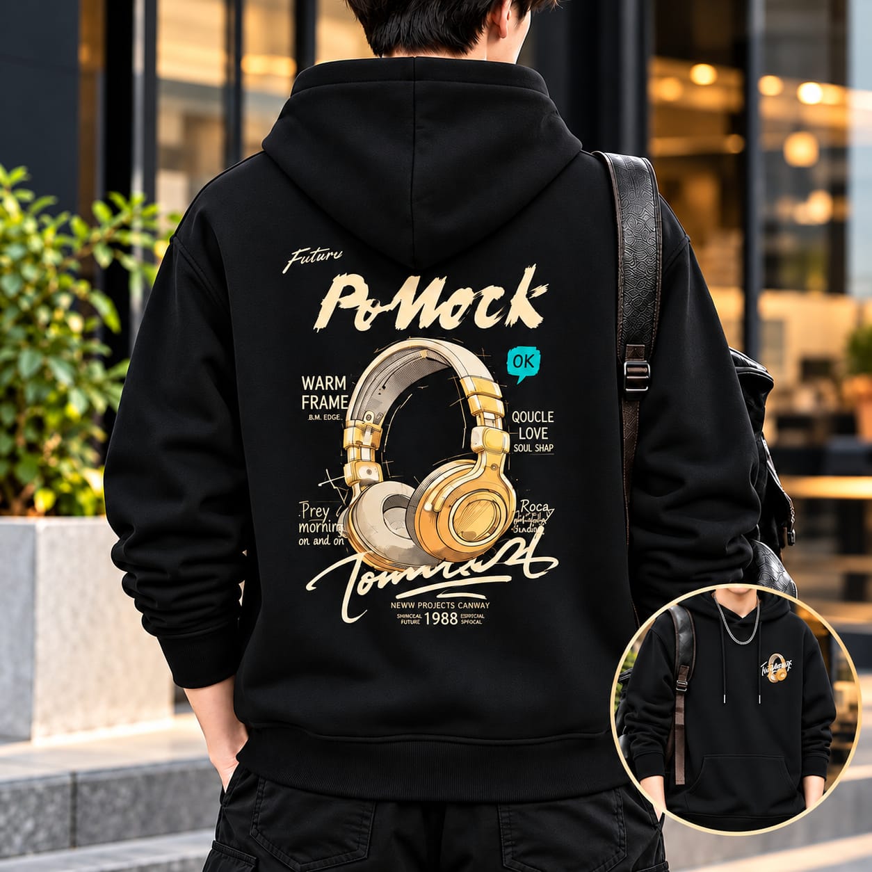 Stylish Solid Printed Cotton Hoodie