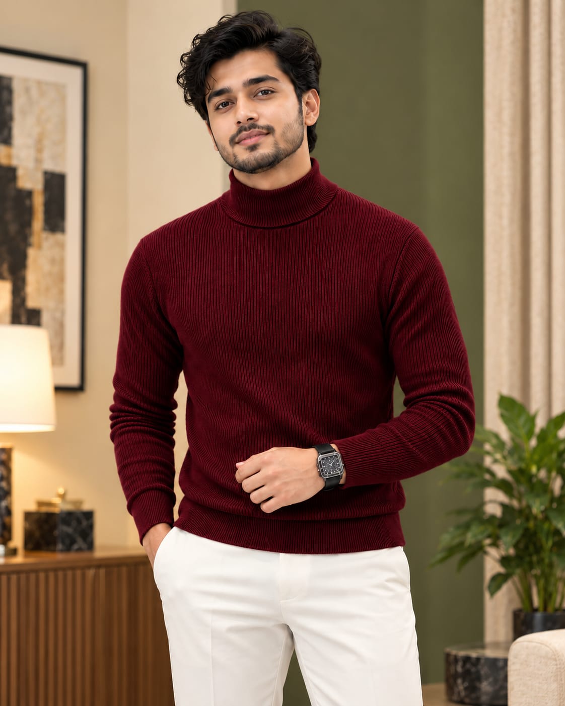 Premium Ribbed High Neck Sweater
