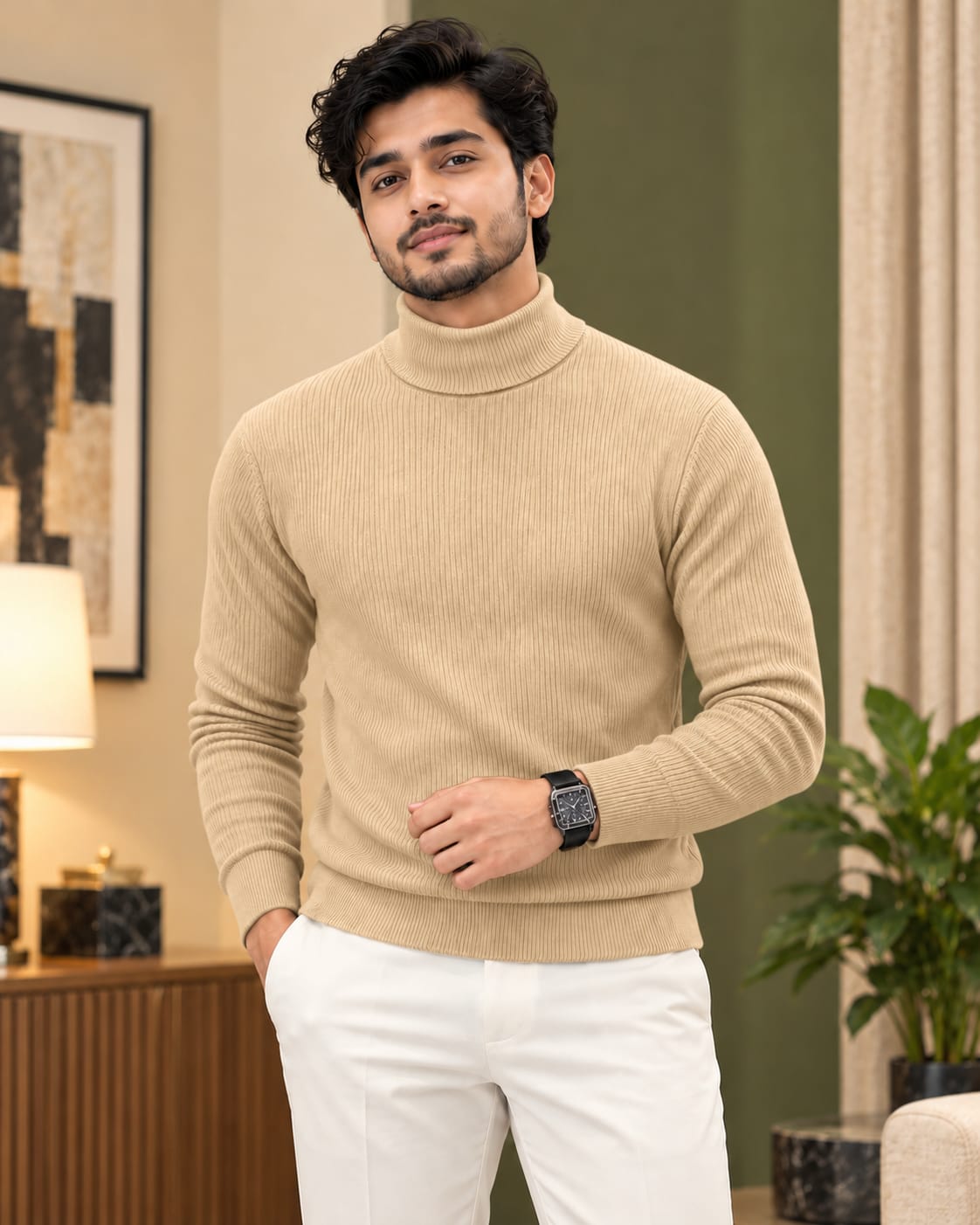 Premium Ribbed High Neck Sweater