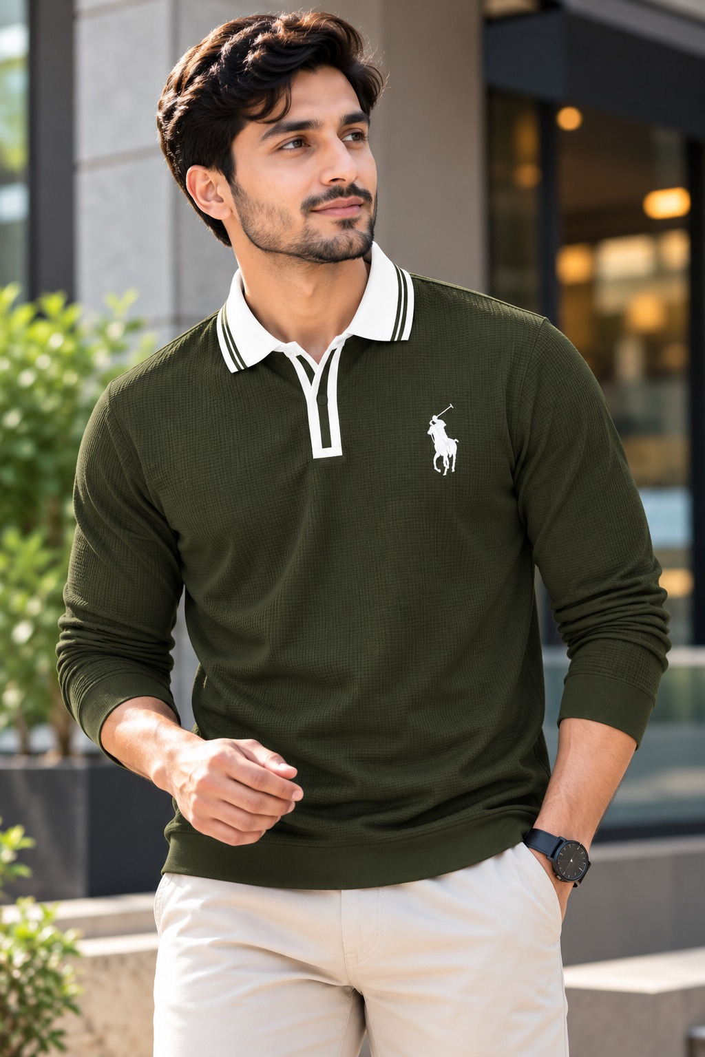 Premium Embroidery Full Sleeve Polo Shirt